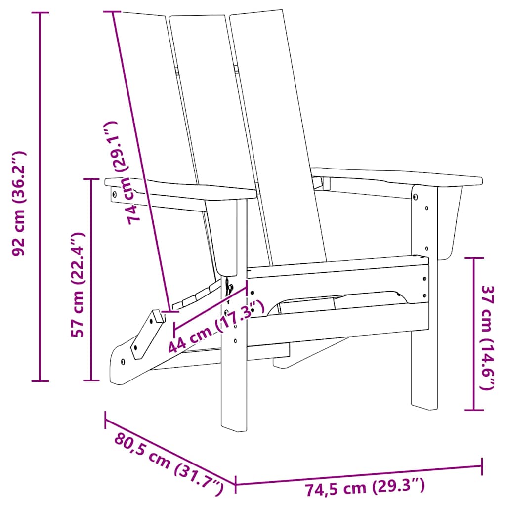 Scaune Adirondack pliabile  2 buc gri deschis 74.5x80.5x90 cm HDPE GartenMobel Dekor