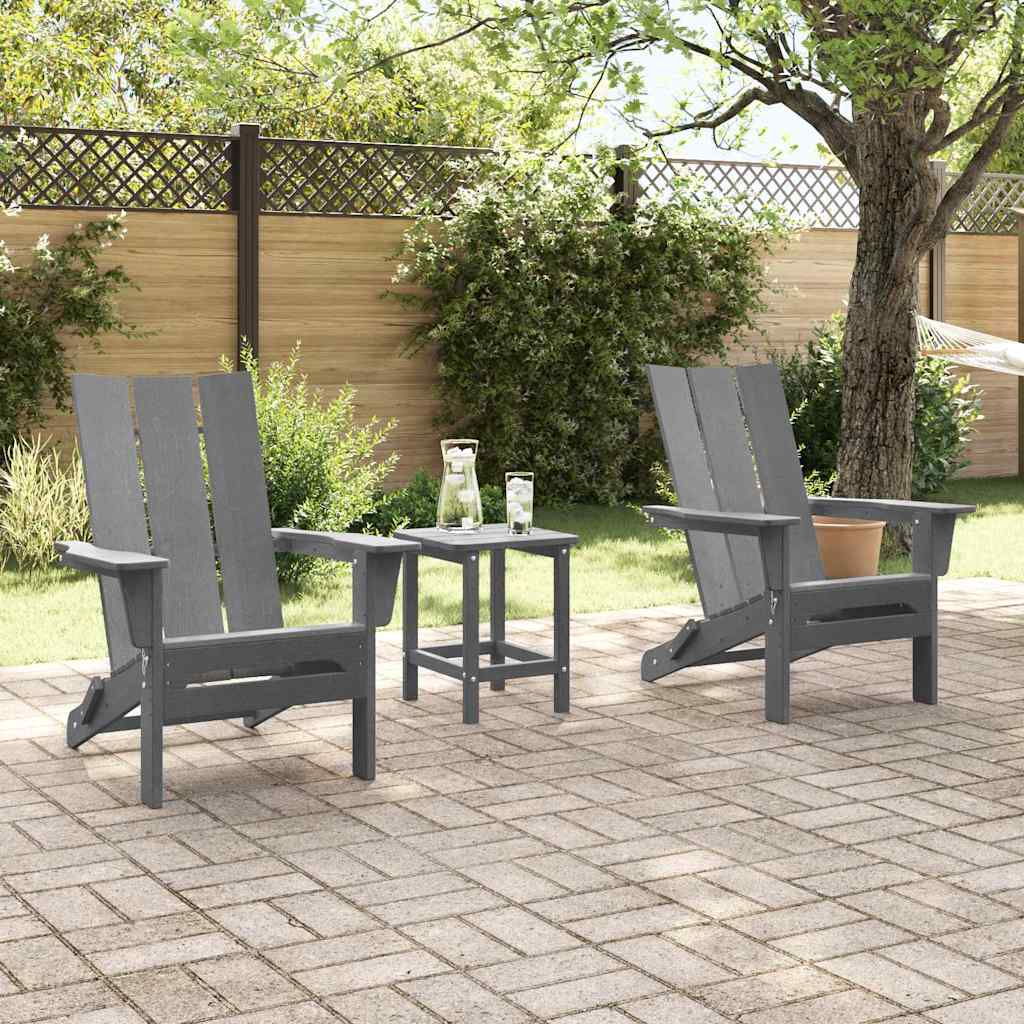 Scaune Adirondack pliabile  2 buc gri deschis 74.5x80.5x90 cm HDPE GartenMobel Dekor