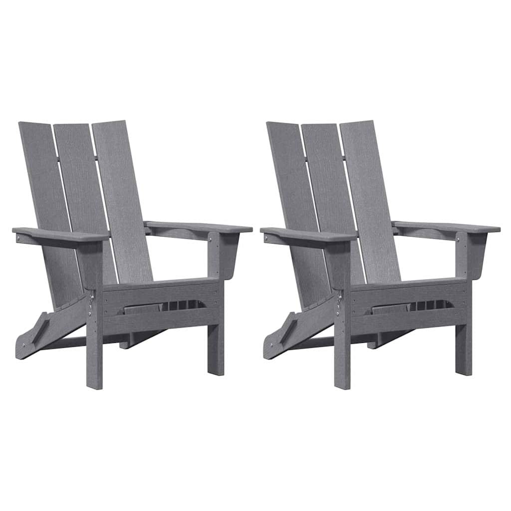 Scaune Adirondack pliabile  2 buc gri deschis 74.5x80.5x90 cm HDPE GartenMobel Dekor