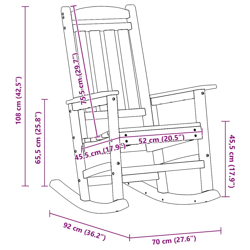 Scaune Balansoare  2 buc Negru 70x92x107.5 cm HDPE GartenMobel Dekor