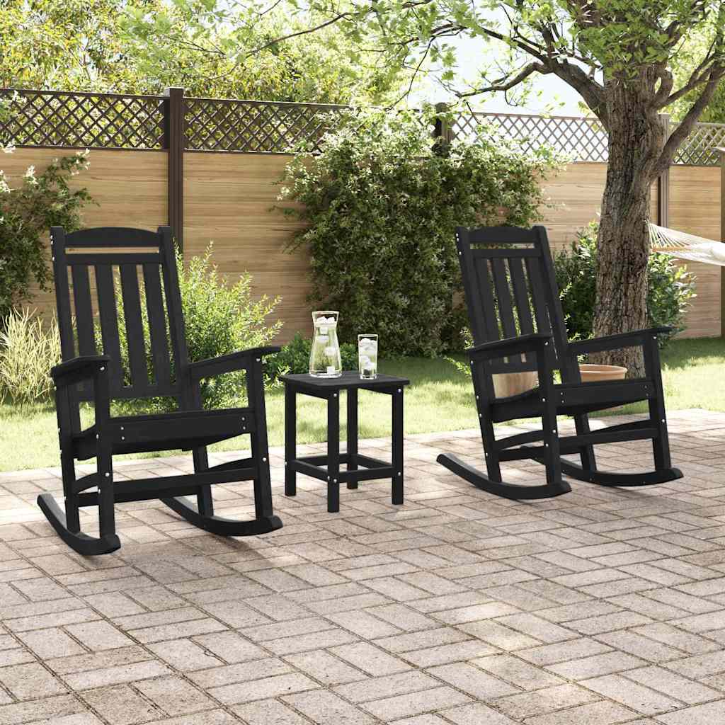 Scaune Balansoare  2 buc Negru 70x92x107.5 cm HDPE GartenMobel Dekor