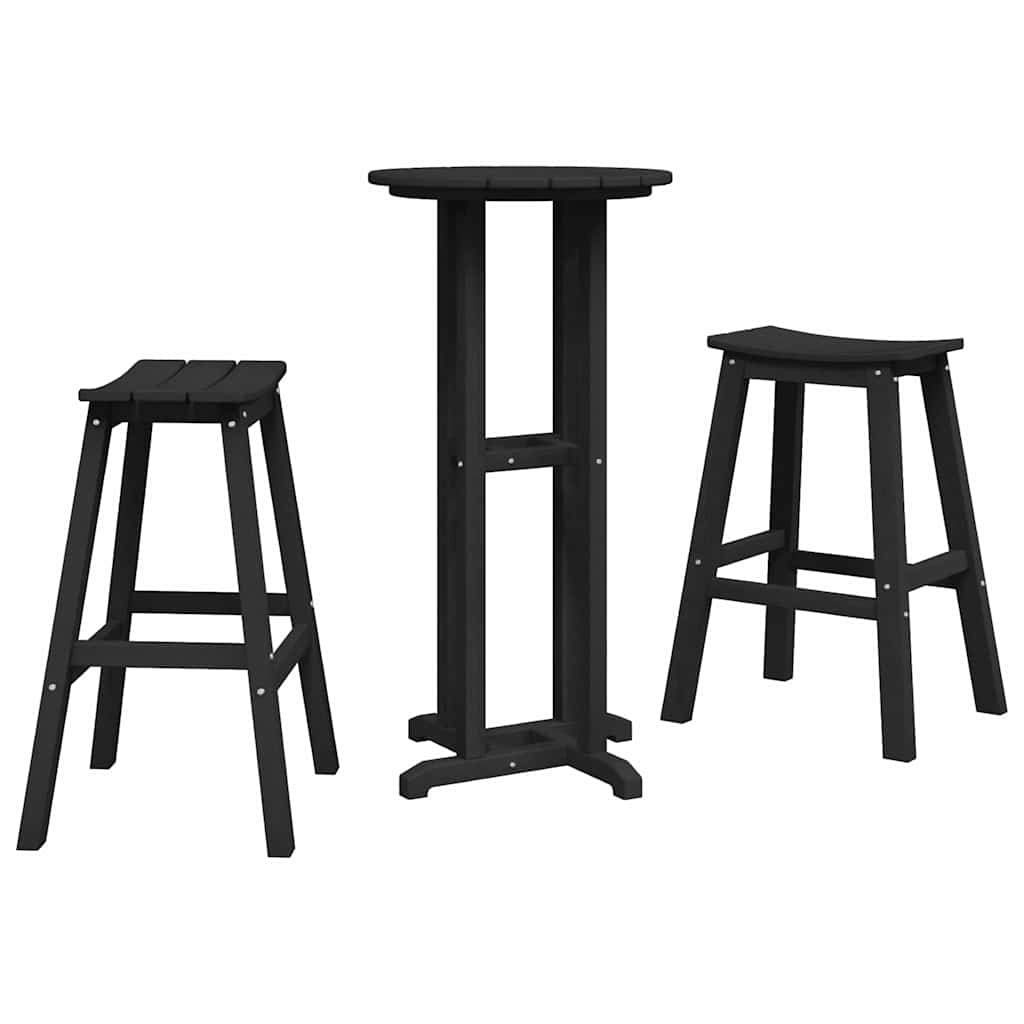 Set bar 3 piese  negru HDPE GartenMobel Dekor