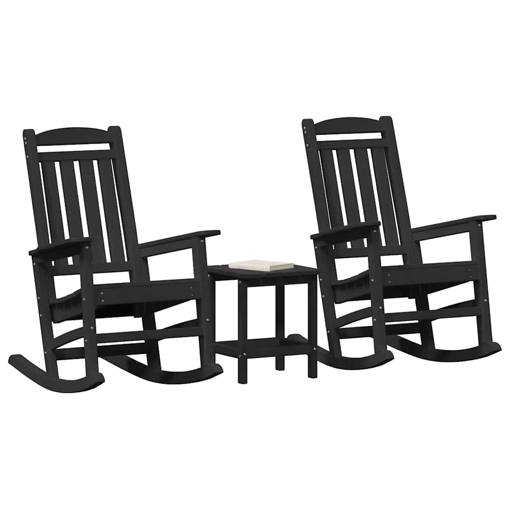 Set lounge grădină  3 piese Negru HDPE GartenMobel Dekor