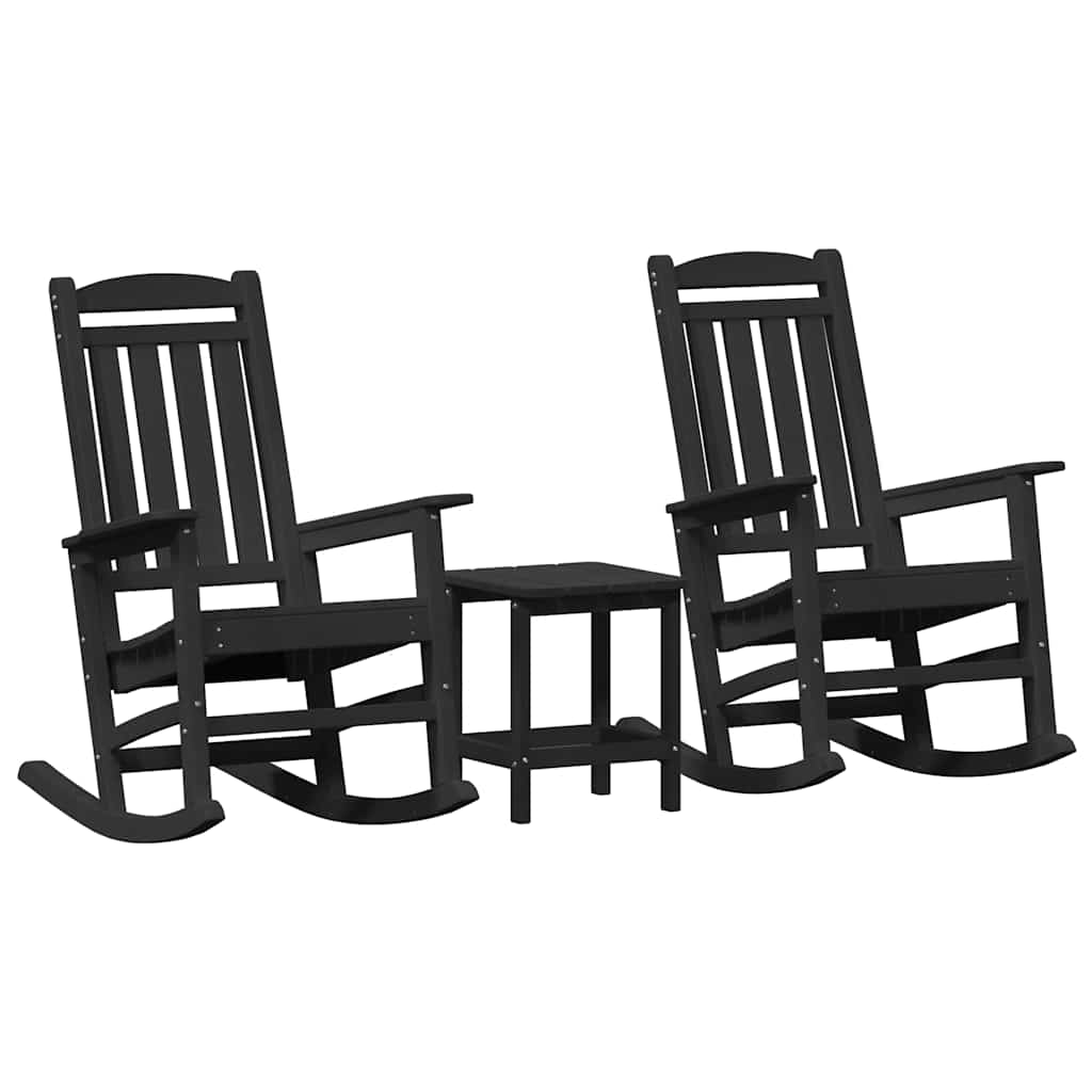 Set lounge grădină  3 piese Negru HDPE GartenMobel Dekor