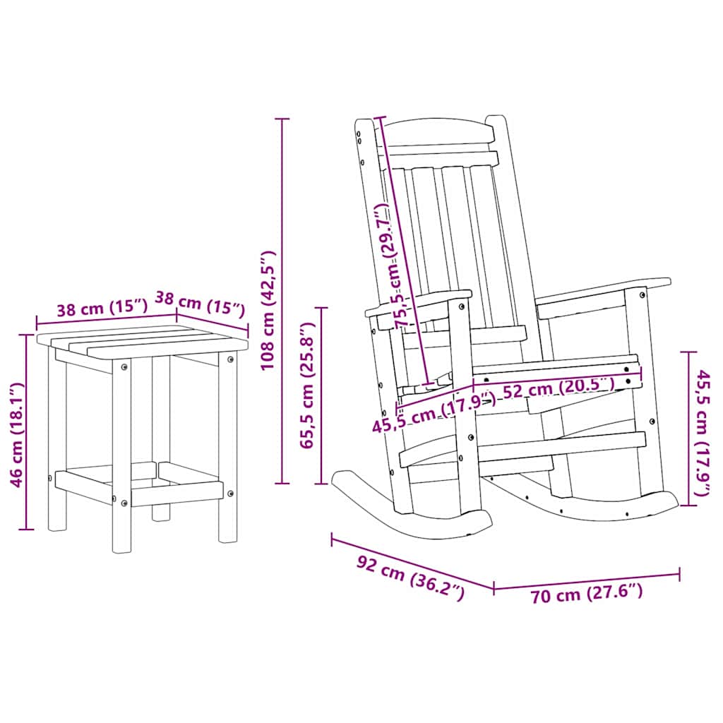 Set lounge grădină  3 piese Negru HDPE GartenMobel Dekor