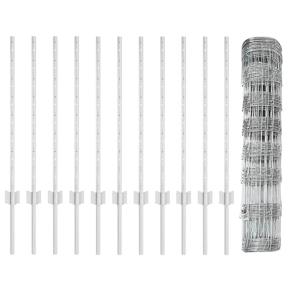 Stâlpi de Împrejmuire  11 pcs U-Channel 80 cm Oțel Galvanizat GartenMobel Dekor