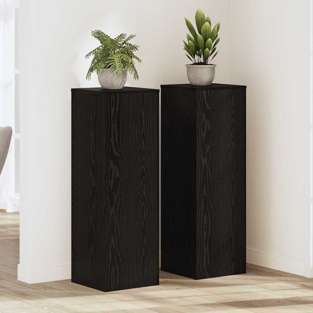 Suporturi pentru plante, 2 bucăți, Negru Stejar, 33 x 33 x 100 cm, din lemn imitat GartenMobel Dekor