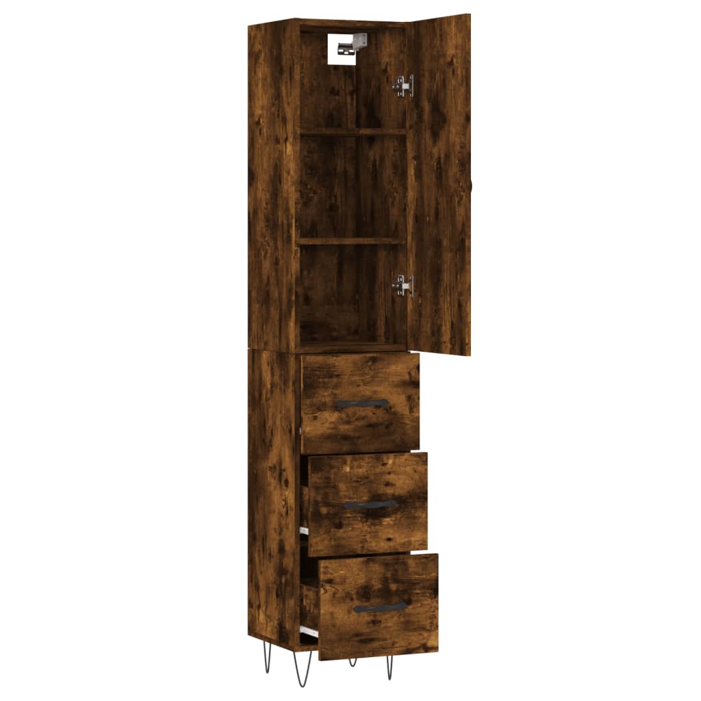 Dulap înalt, stejar fumuriu, 34,5x34x180 cm, lemn prelucrat GartenMobel Dekor