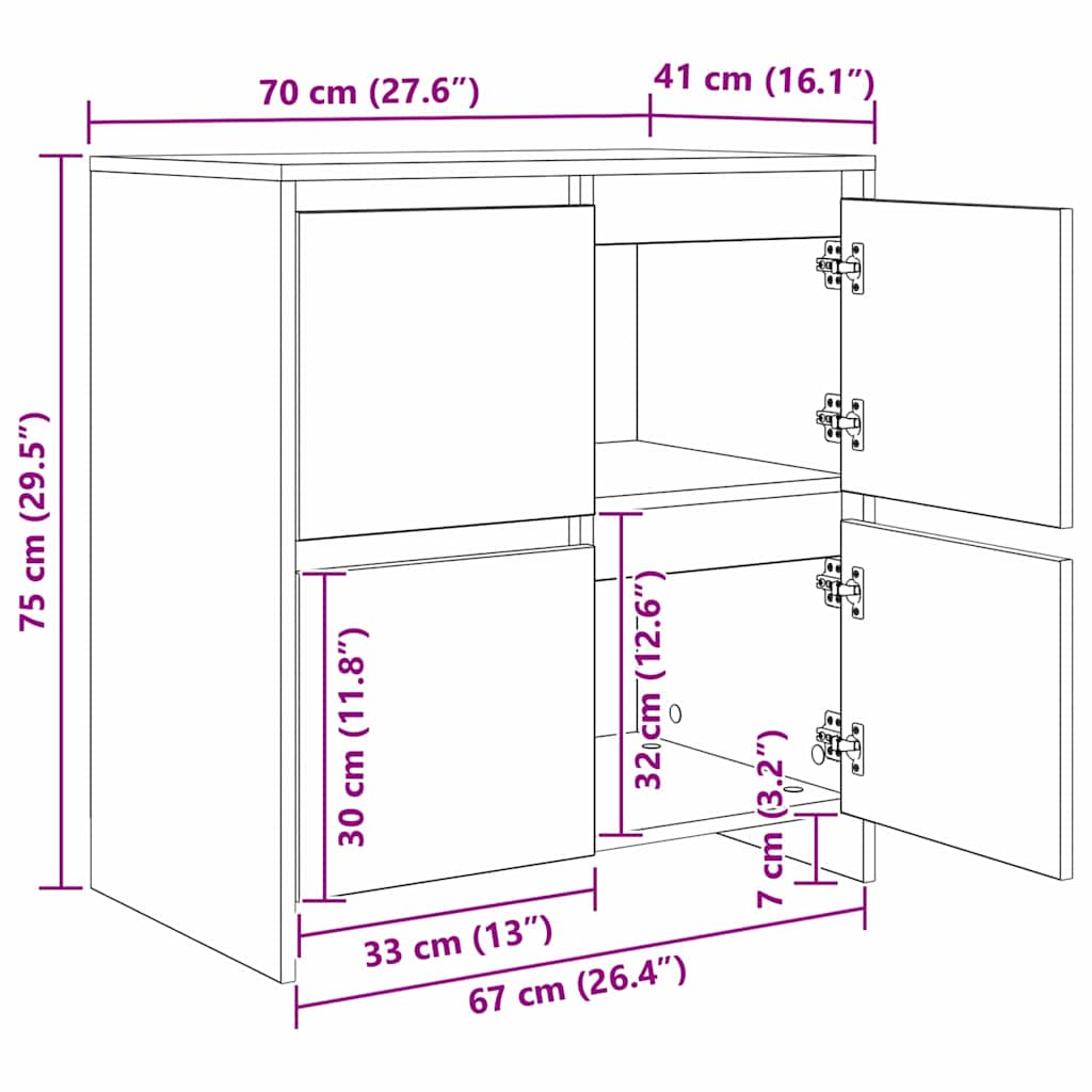 Bufet cu raft cu ușă 2 pcs Lemn vechi 70 x 41 x 75 cm Lemn compozit GartenMobel Dekor