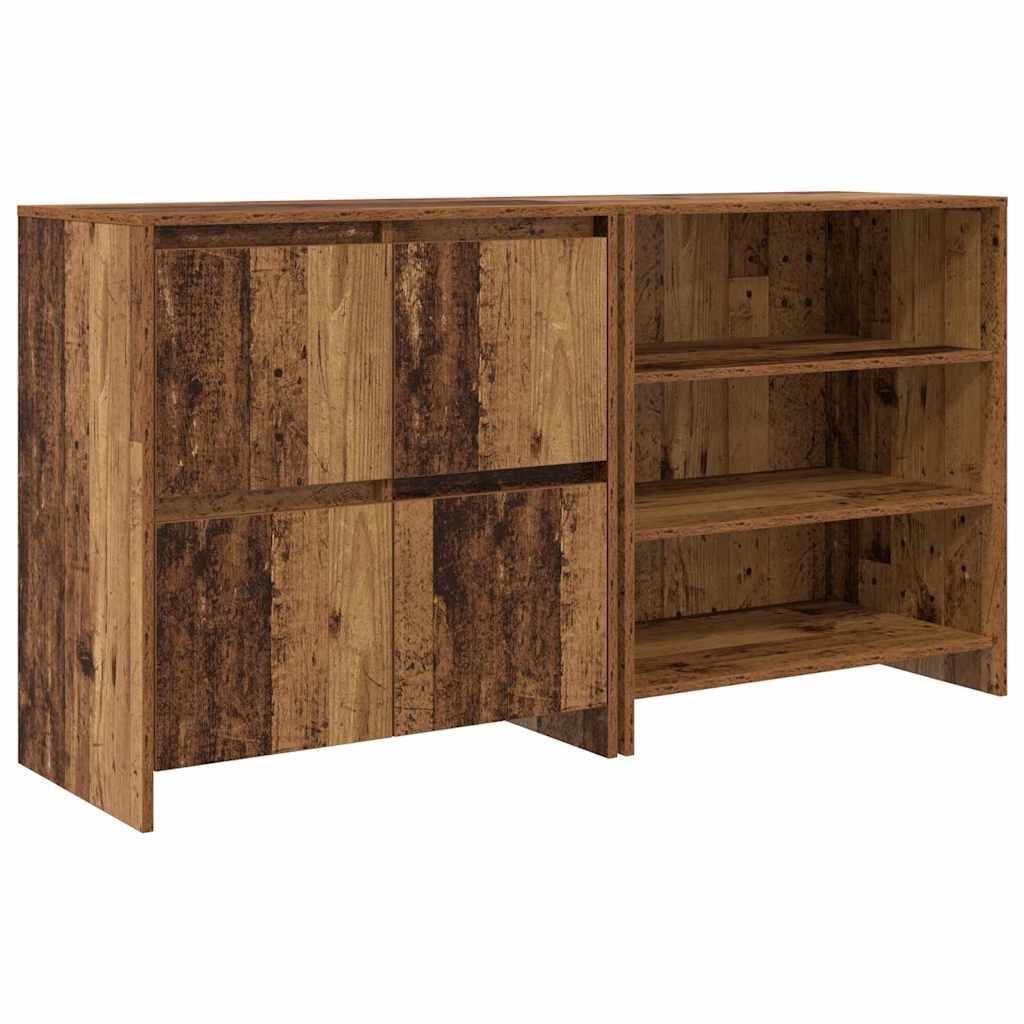 Bufet cu raft cu ușă 2 pcs Lemn vechi 70 x 41 x 75 cm Lemn compozit GartenMobel Dekor