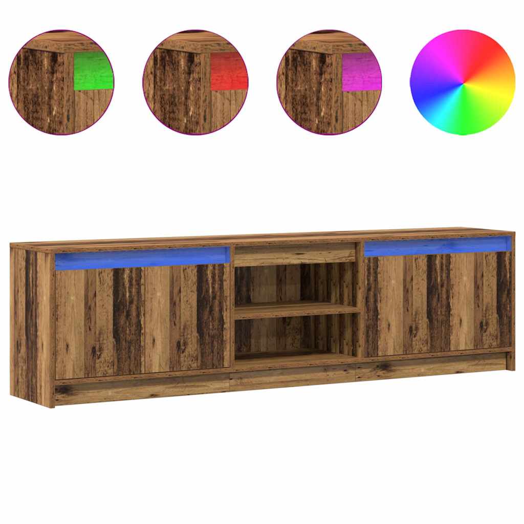 Cabinet TV cu lumini cu bandă LED cu depozitare cu ușă Maro 180 x 34 x 50 cm GartenMobel Dekor