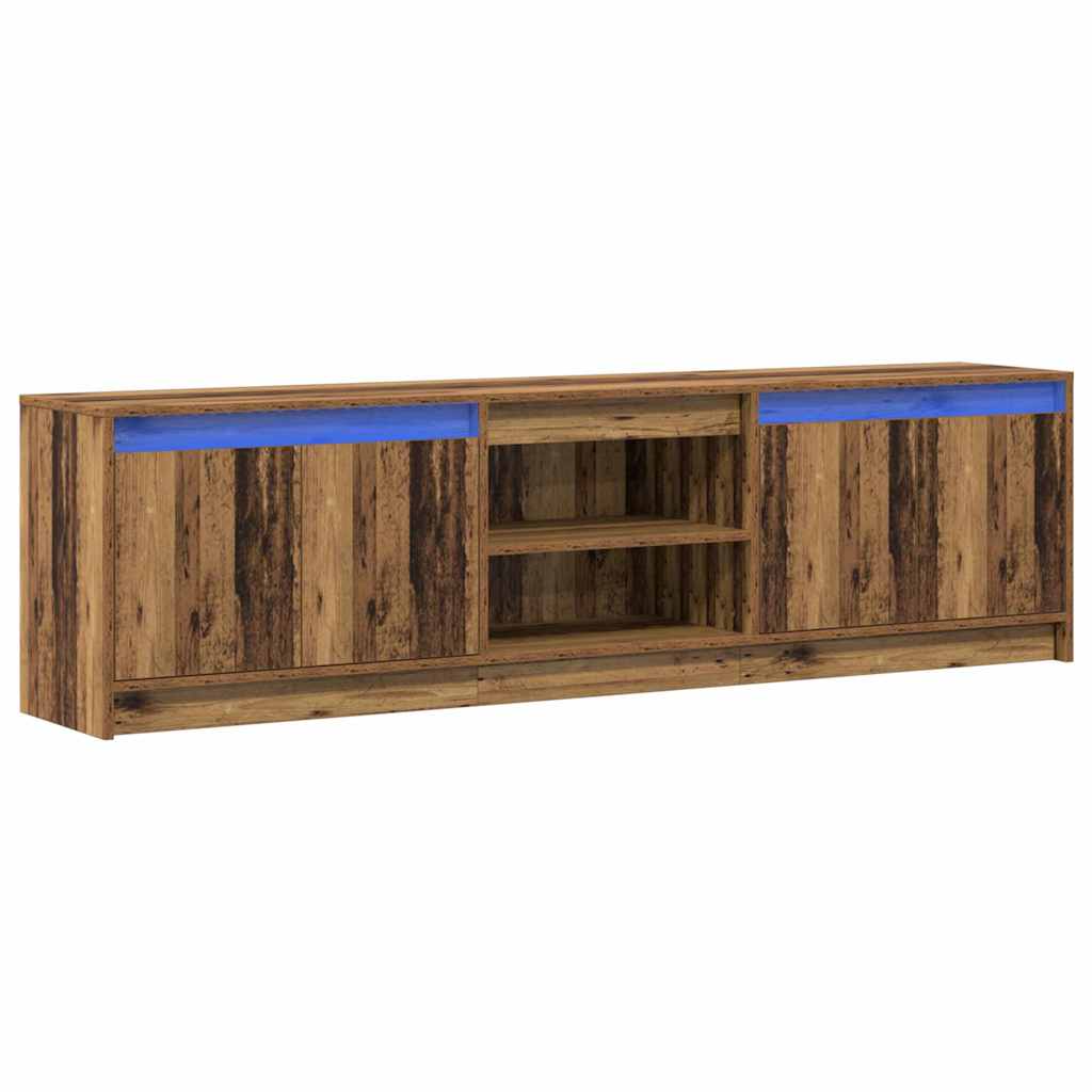Cabinet TV cu lumini cu bandă LED cu depozitare cu ușă Maro 180 x 34 x 50 cm GartenMobel Dekor
