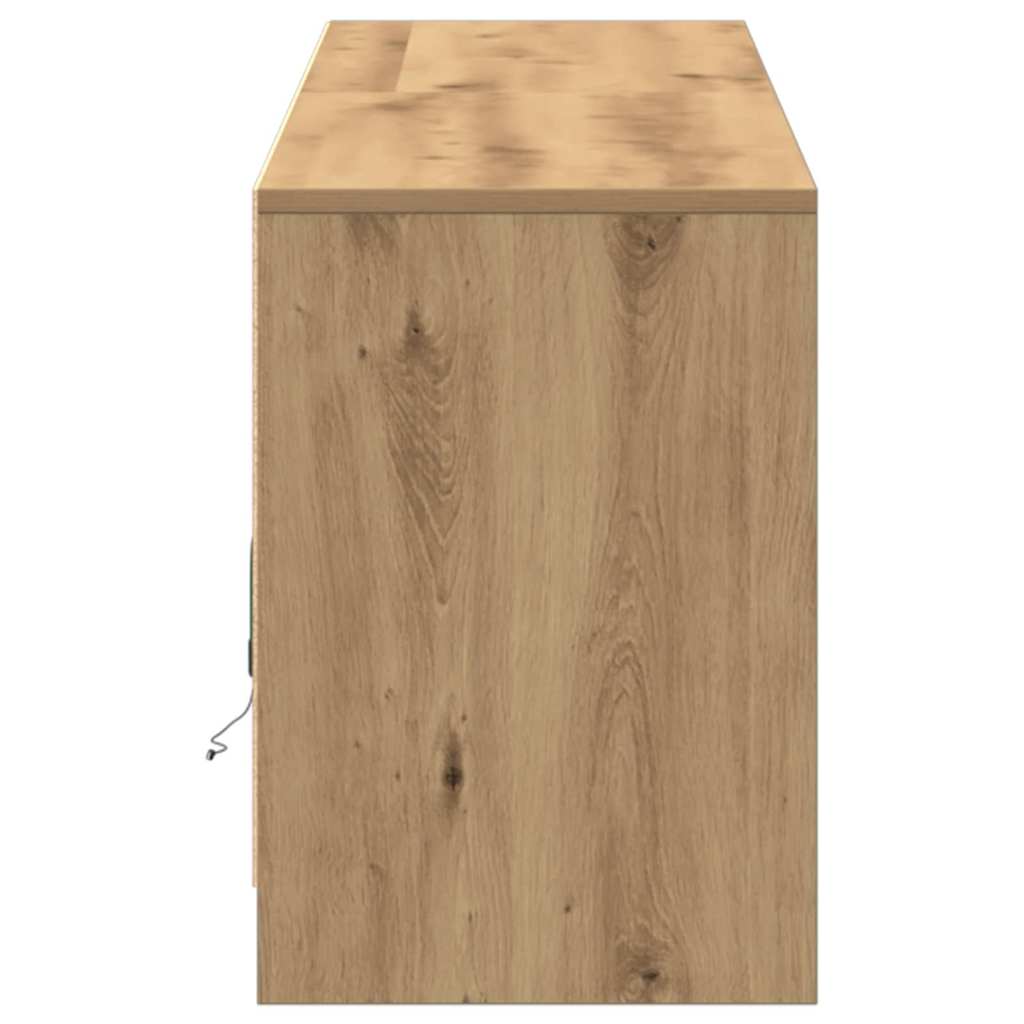 Cabinet TV cu lumini cu bandă LED cu depozitare cu ușă Maro 182 x 34 x 50 cm GartenMobel Dekor