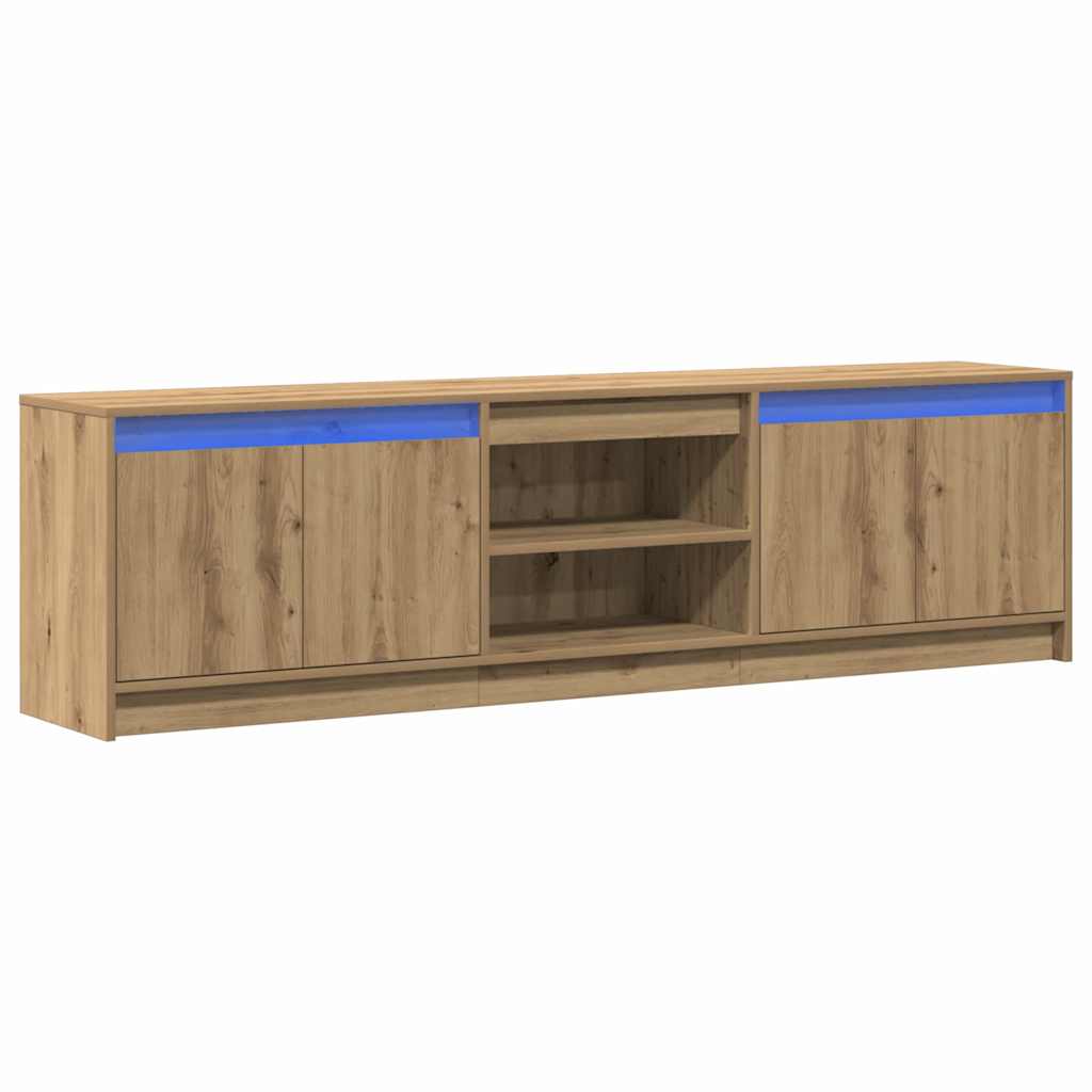 Cabinet TV cu lumini cu bandă LED cu depozitare cu ușă Maro 182 x 34 x 50 cm GartenMobel Dekor