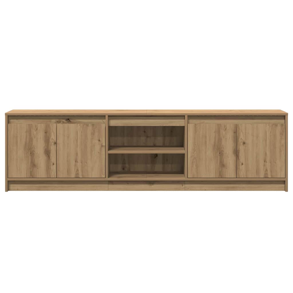 Cabinet TV cu lumini cu bandă LED cu depozitare cu ușă Maro 182 x 34 x 50 cm GartenMobel Dekor