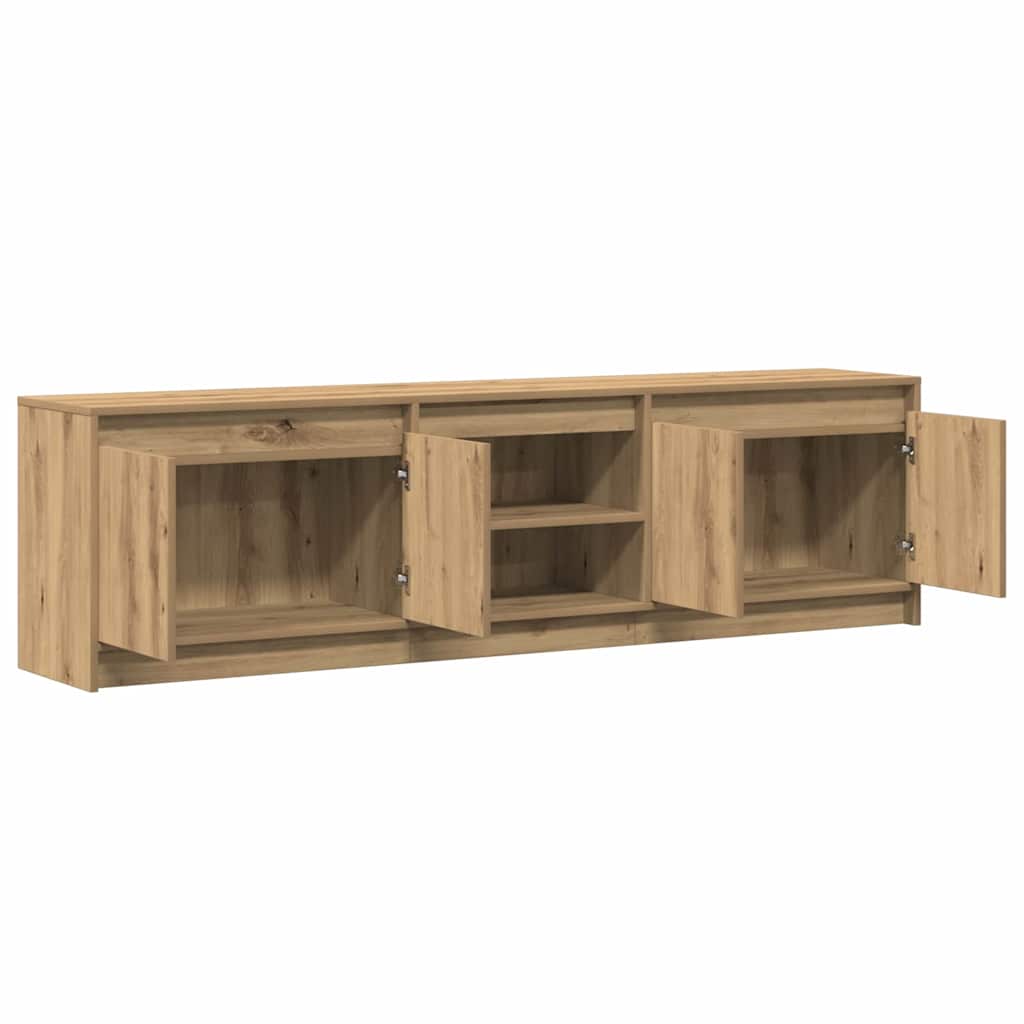 Cabinet TV cu lumini cu bandă LED cu depozitare cu ușă Maro 182 x 34 x 50 cm GartenMobel Dekor
