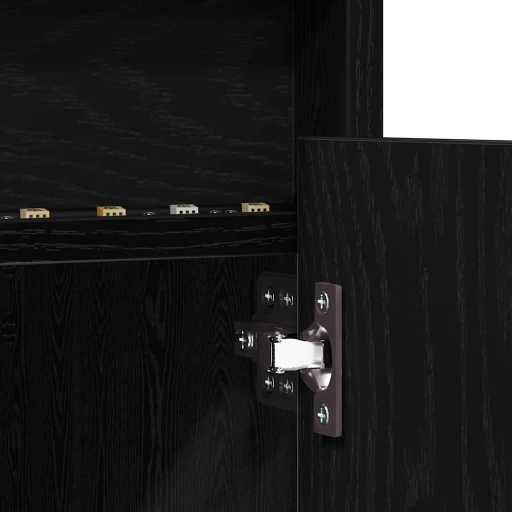 Cabinet TV cu lumini cu bandă LED cu depozitare cu ușă Negru 182 x 34 x 50 cm GartenMobel Dekor