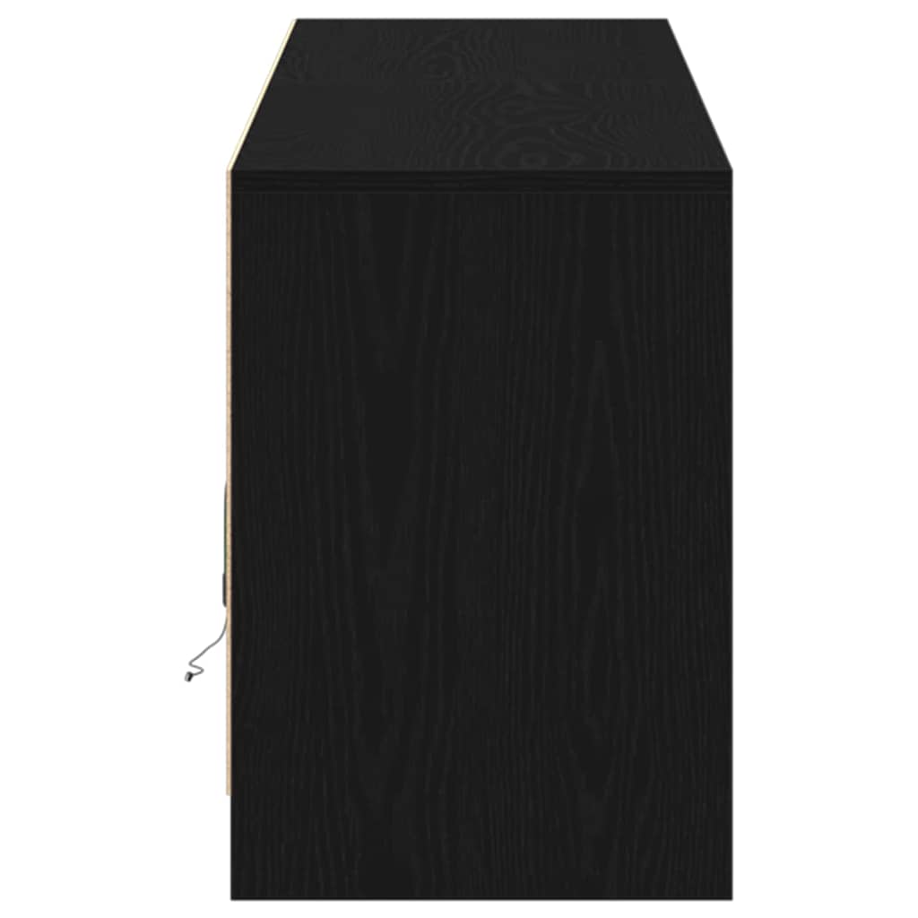 Cabinet TV cu lumini cu bandă LED cu depozitare cu ușă Negru 182 x 34 x 50 cm GartenMobel Dekor