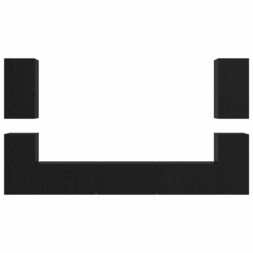 Set comodă TV cu raft Altele cu depozitare cu ușă 7 pcs Stejar negru Lemn compozit GartenMobel Dekor