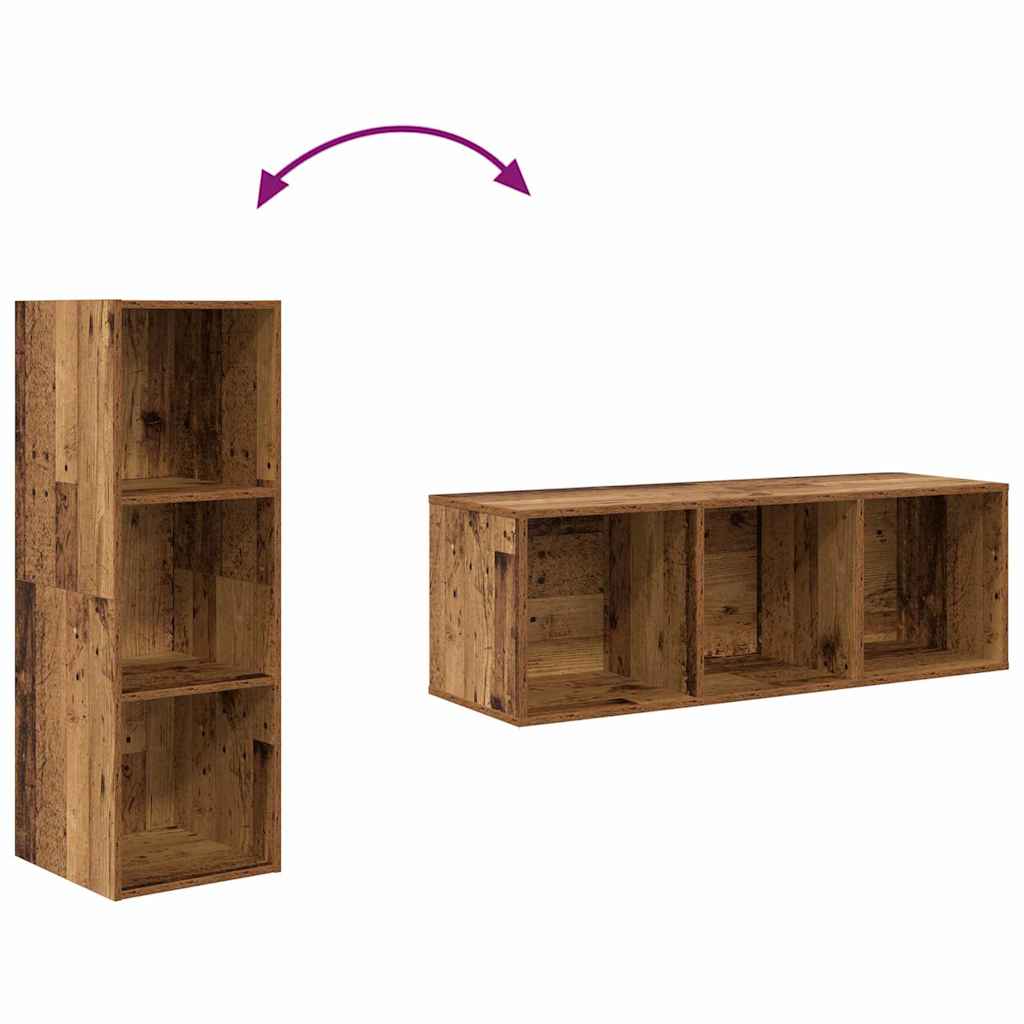 Set dulap TV 3 pcs Lemn vechi 37 x 37 x 107 cm Lemn compozit GartenMobel Dekor