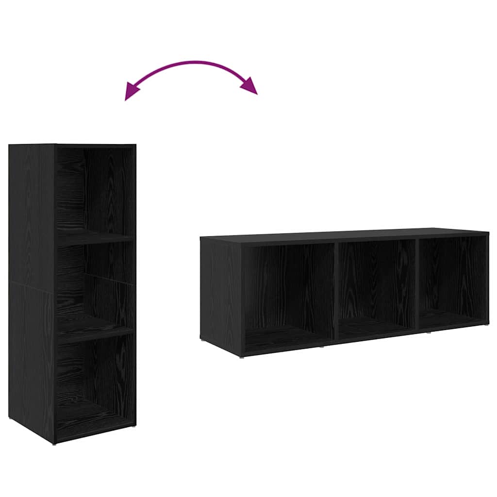 Set dulap TV 3 pcs Negru 107 x 35 x 37 cm Lemn compozit GartenMobel Dekor