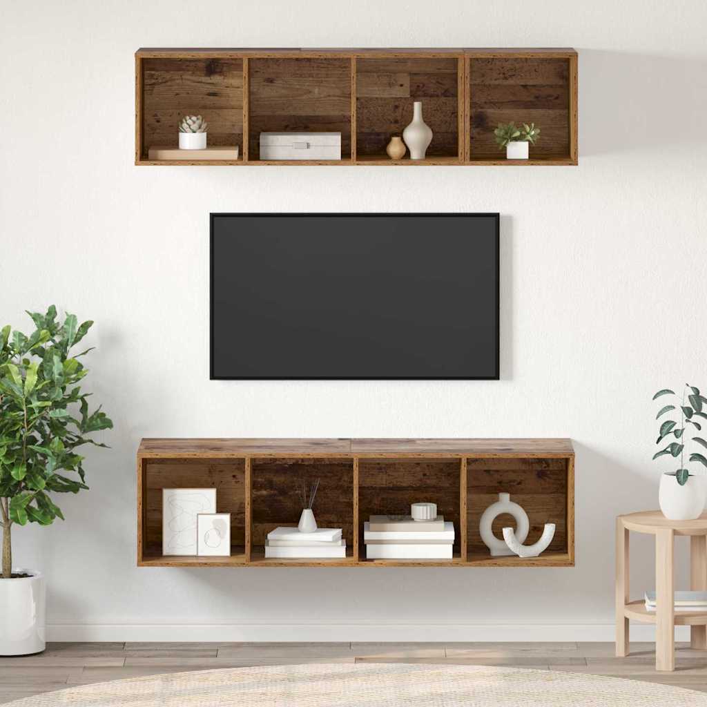 Set dulap TV cu raft cu depozitare 3 pcs Lemn vechi Lemn compozit GartenMobel Dekor