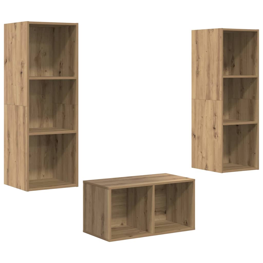 Set dulap TV stejar artizanal 37 x 37 x 107 cm Lemn compozit GartenMobel Dekor