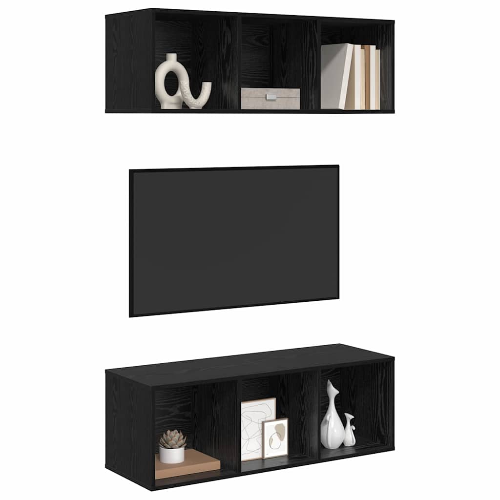 Șifonieri pentru TV montate pe perete 2 pcs Stejar negru GartenMobel Dekor