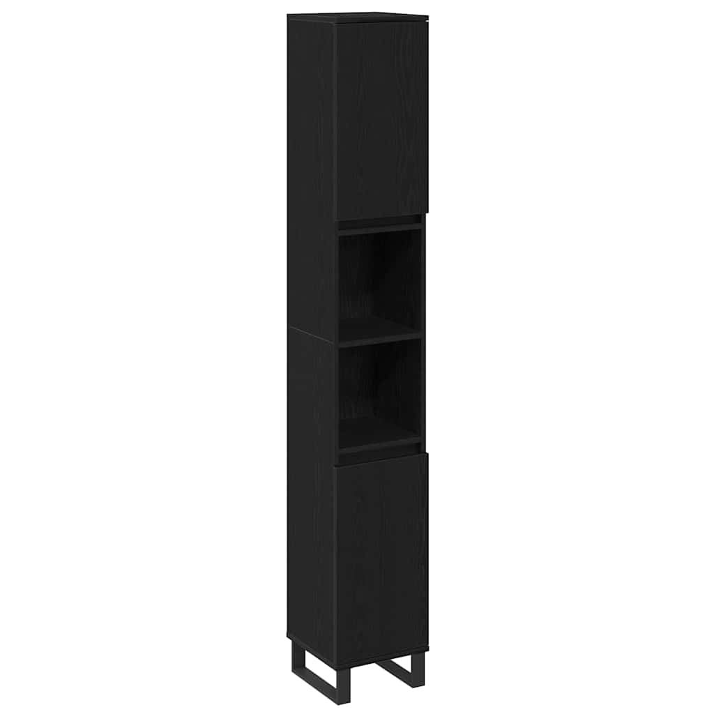 Set Mobilier Baie  3 piese Stejar Negru Lemn Prelucrat GartenMobel Dekor