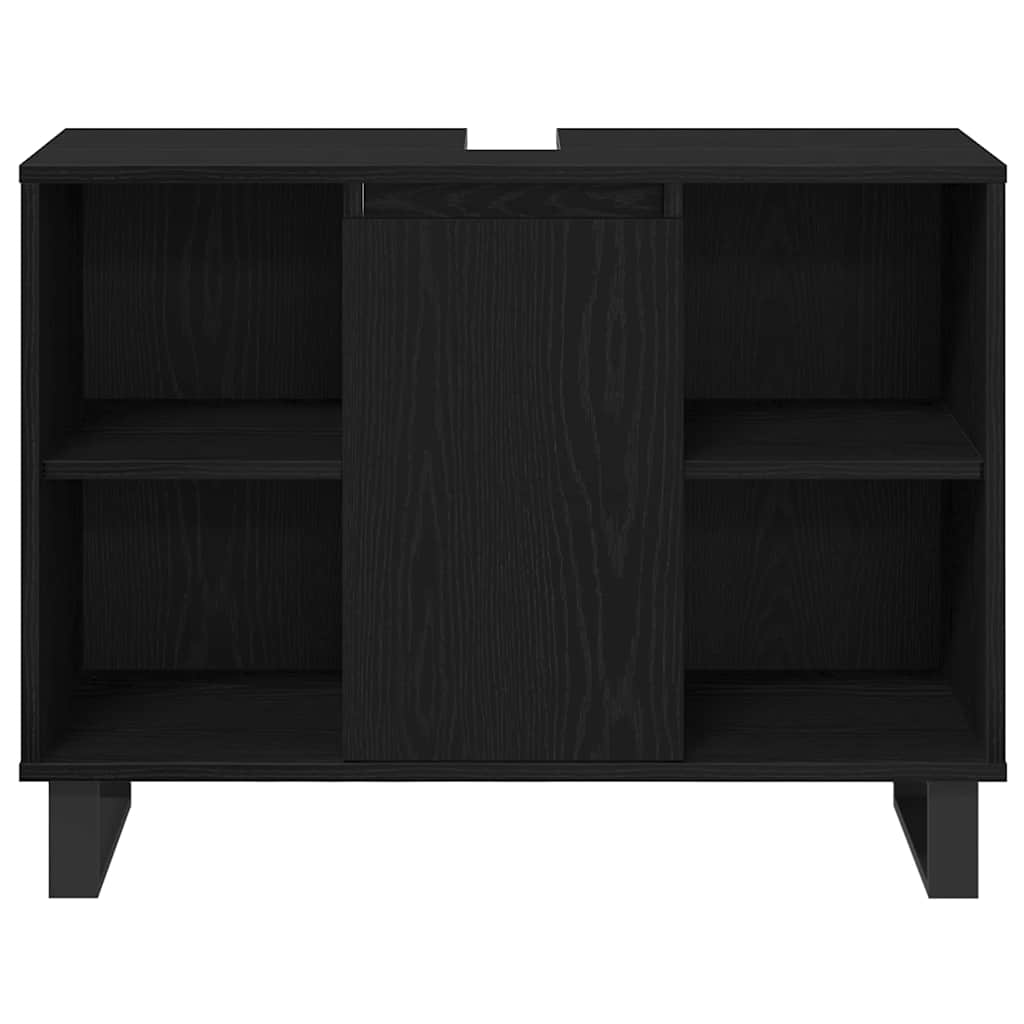 Set Mobilier Baie  3 piese Stejar Negru Lemn Prelucrat GartenMobel Dekor