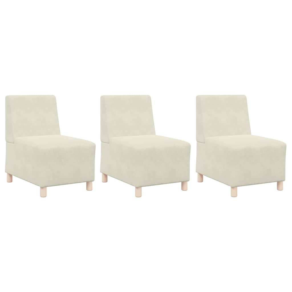 Scaune canapea 3 pcs Crem 55 x 74 x 82 cm Catifea GartenMobel Dekor