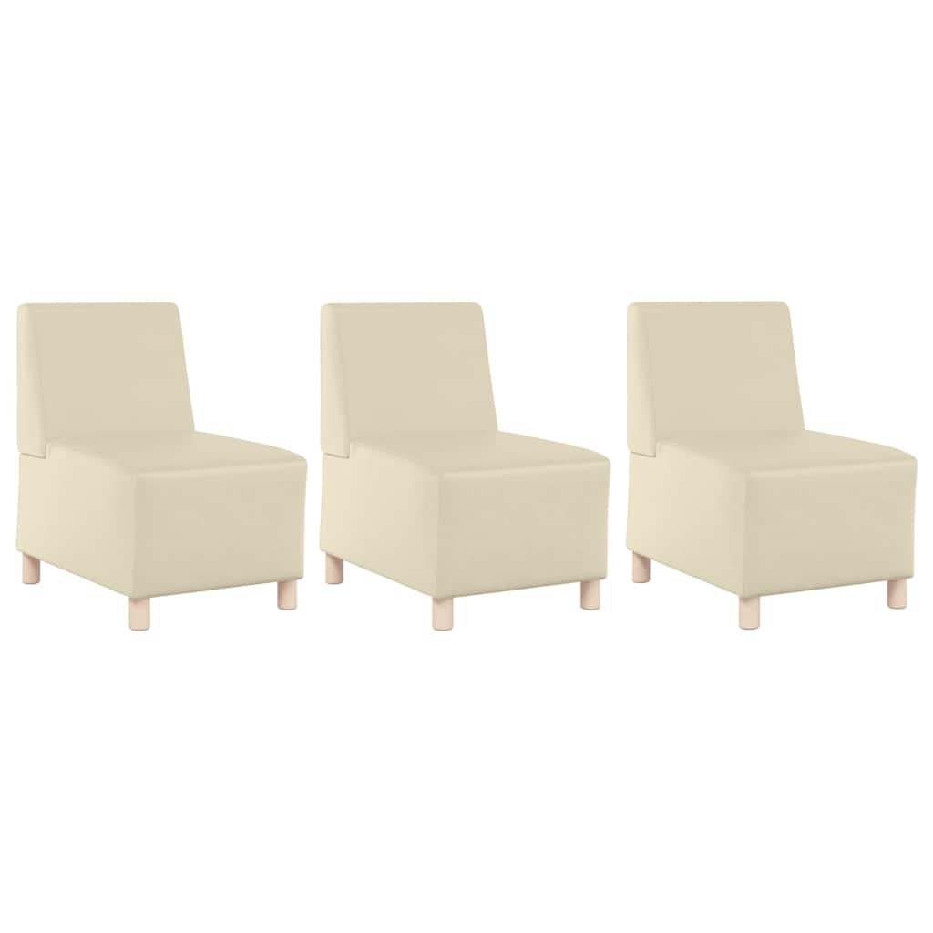 Scaune canapea 3 pcs Crem 55 x 74 x 82 cm Piele artificială GartenMobel Dekor