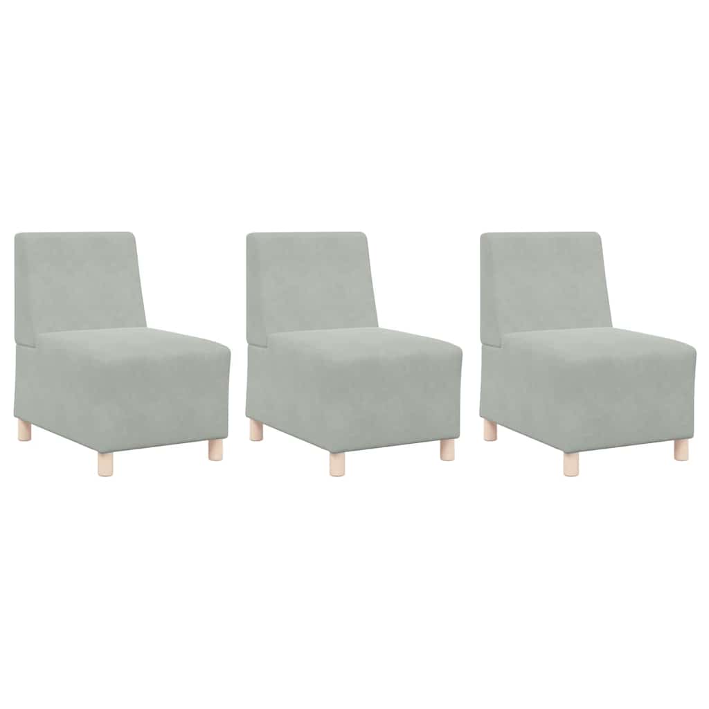 Scaune canapea 3 pcs Gri deschis 55 x 74 x 82 cm Catifea GartenMobel Dekor