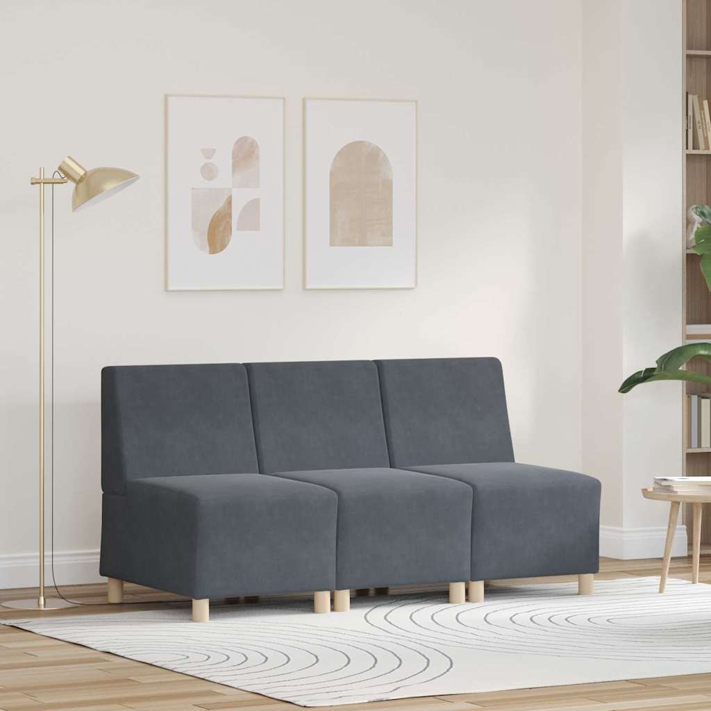 Scaune canapea 3 pcs Gri închis 55 x 74 x 82 cm Catifea GartenMobel Dekor