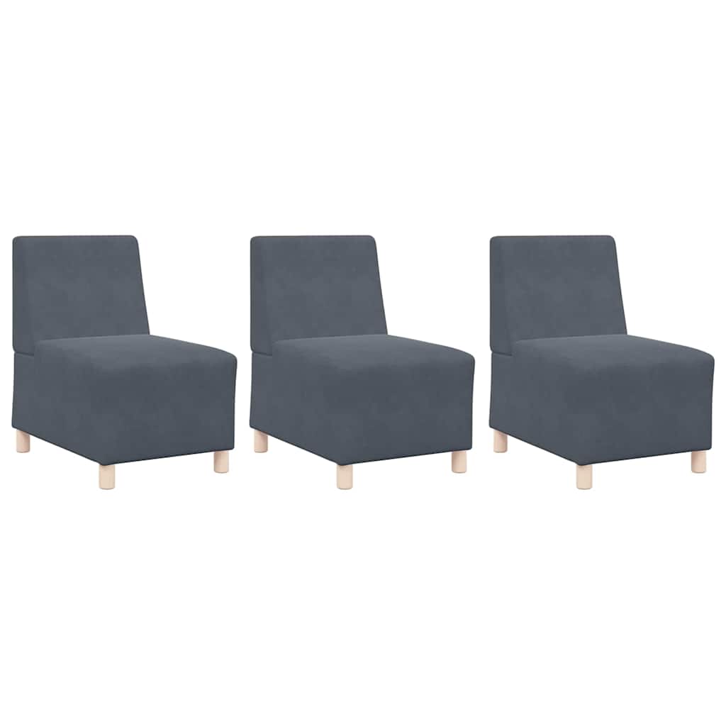 Scaune canapea 3 pcs Gri închis 55 x 74 x 82 cm Catifea GartenMobel Dekor