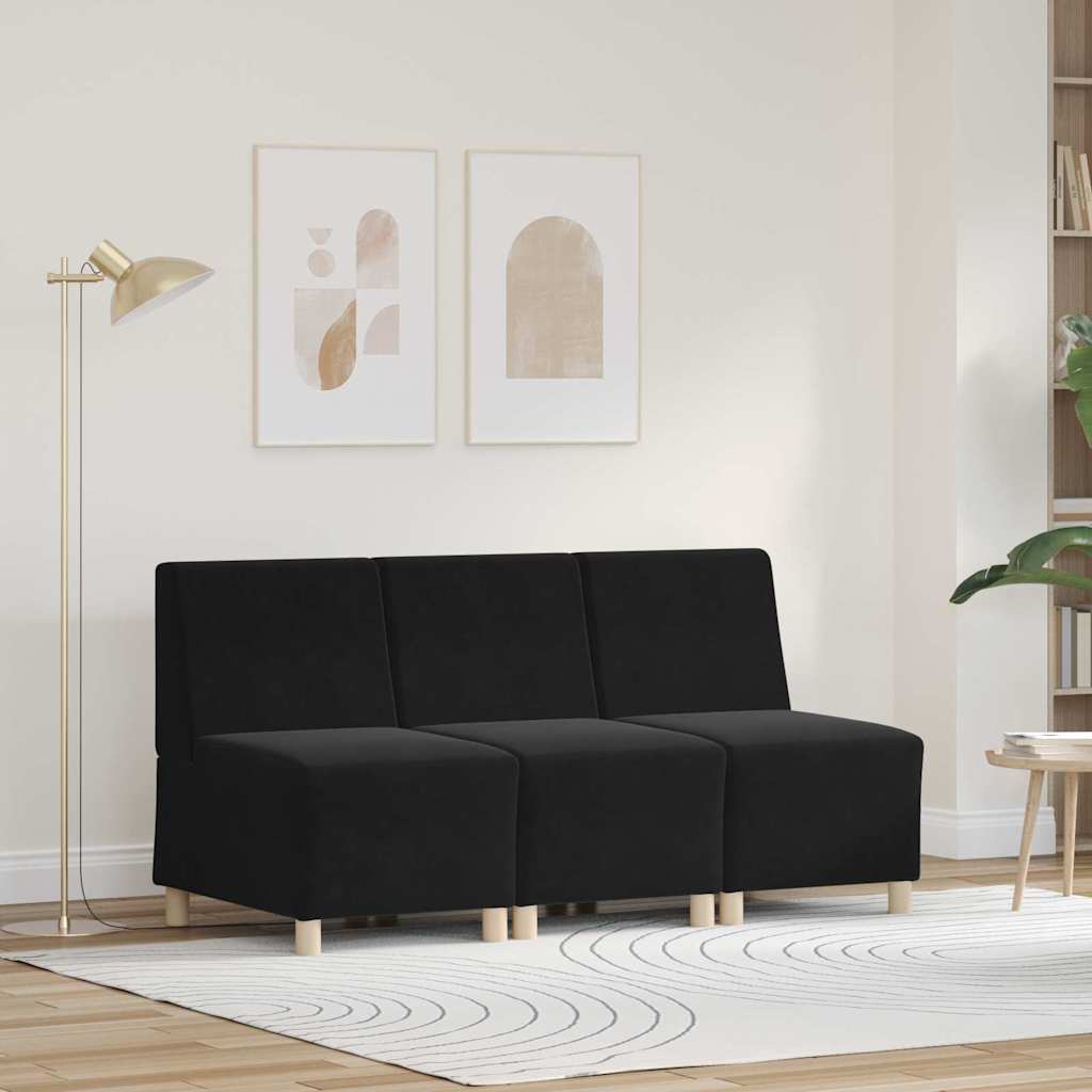 Scaune canapea 3 pcs Negru 55 x 74 x 82 cm Catifea GartenMobel Dekor