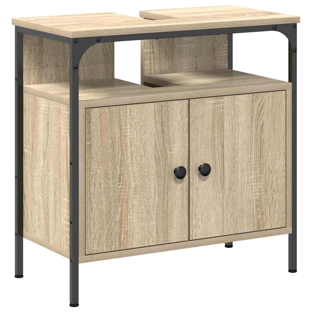 Set de mobilier pentru baie cu raft Pe perete cu depozitare cu ușă 3 pcs Stejar sonoma GartenMobel Dekor