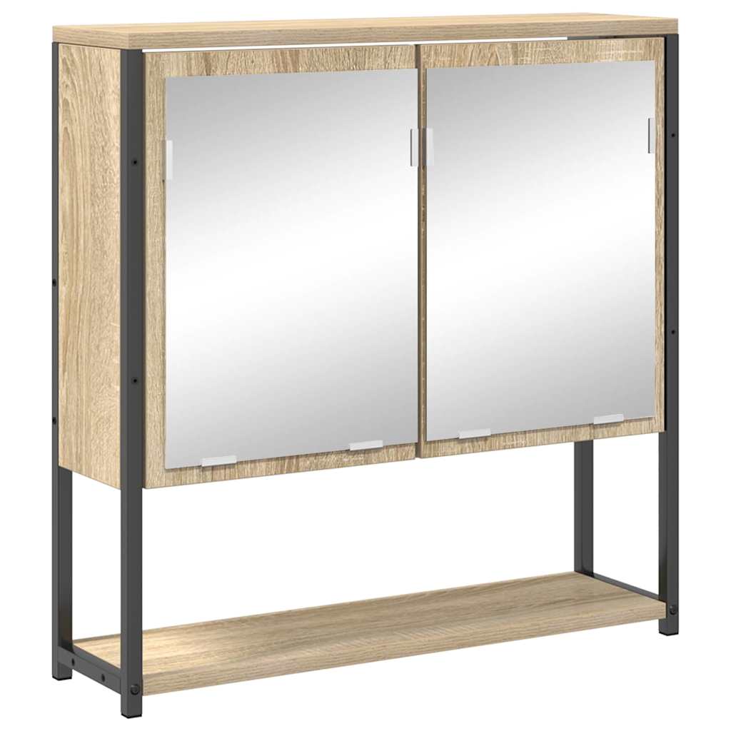 Set de mobilier pentru baie cu raft Pe perete cu depozitare cu ușă 3 pcs Stejar sonoma GartenMobel Dekor