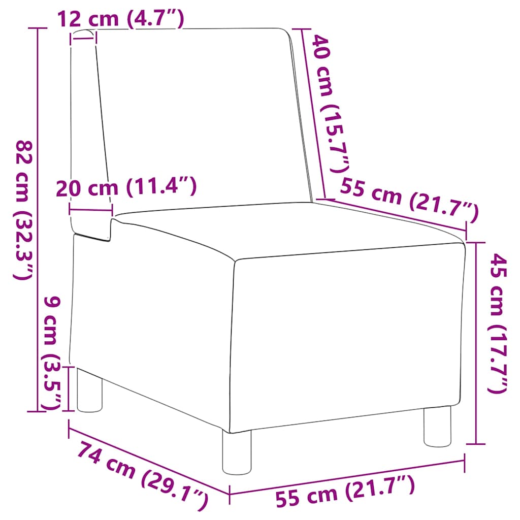 Sofa Chiar 3 pcs Crem 55 x 74 x 82 cm Țesătură de catifea GartenMobel Dekor