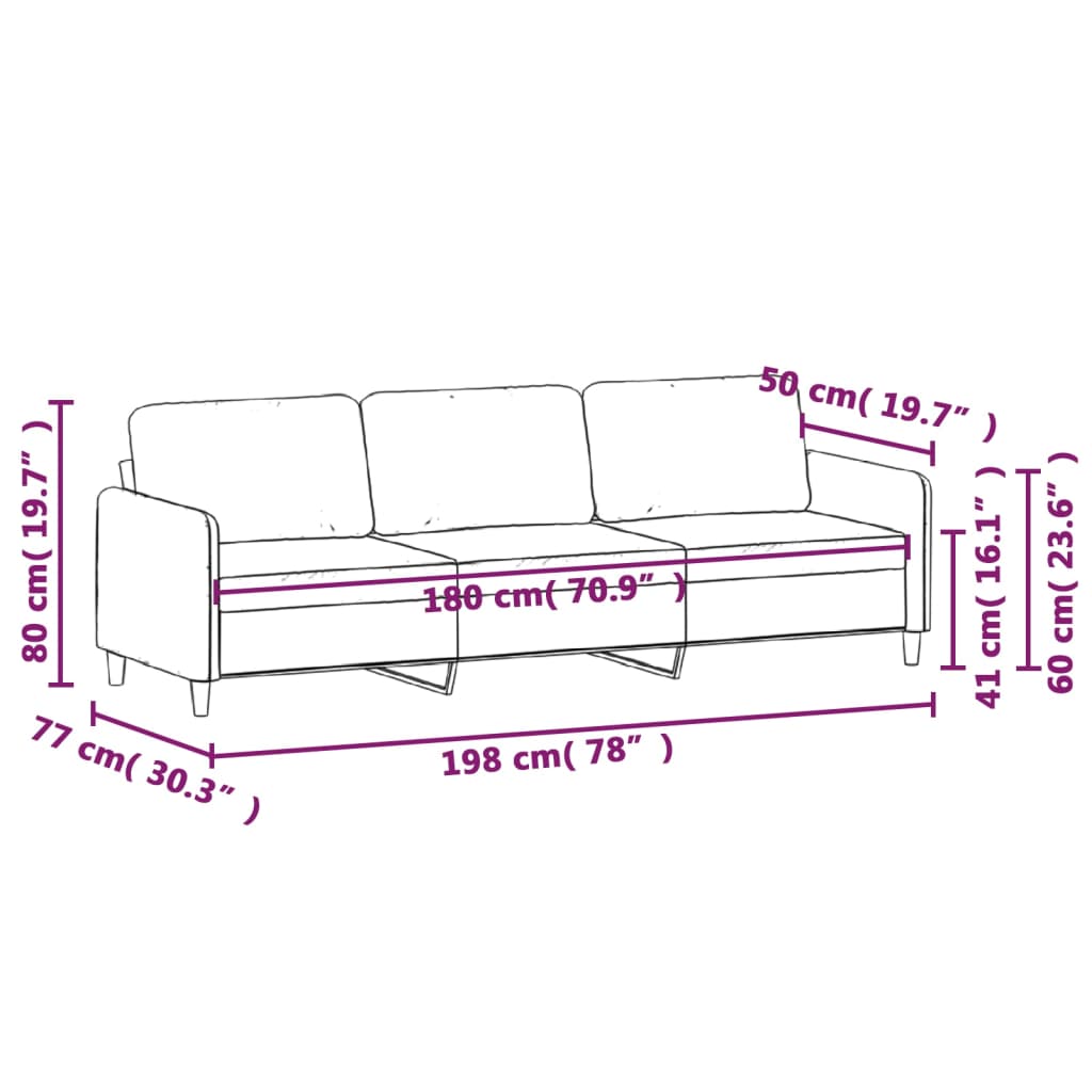 Canapea cu 3 locuri, maro, 180 cm, material textil GartenMobel Dekor
