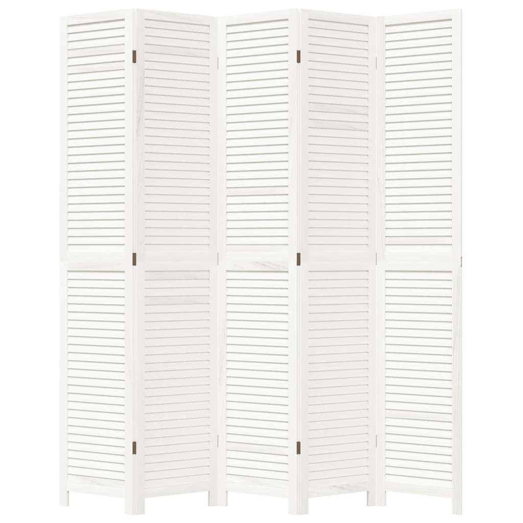 Paravan cameră 5 panouri, alb, lemn masiv paulownia GartenMobel Dekor