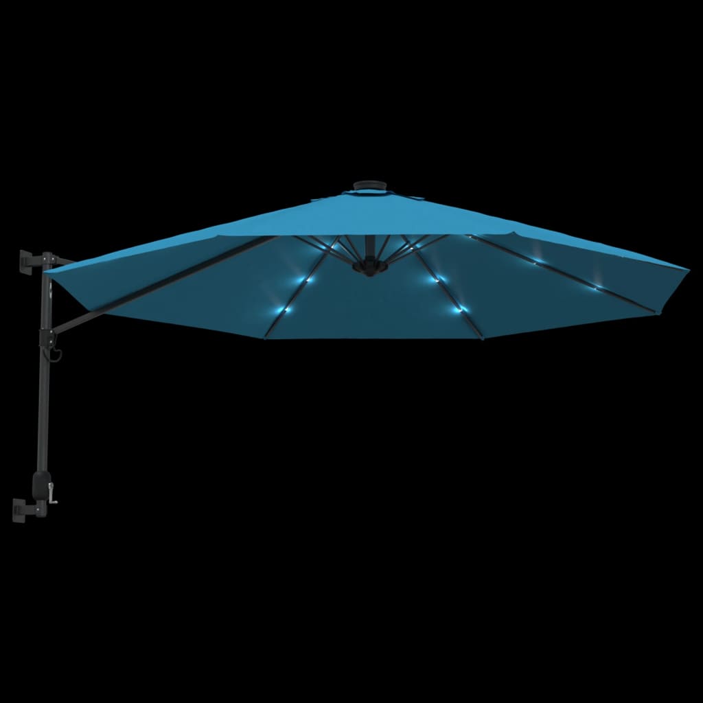 Umbrelă de soare montate pe perete cu LED-uri Sea Blue, 290 cm GartenMobel Dekor