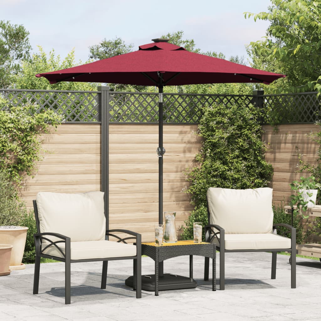 Umbrelă soare de grădină stâlp din oțel/LED roșu 225x225x212cm GartenMobel Dekor