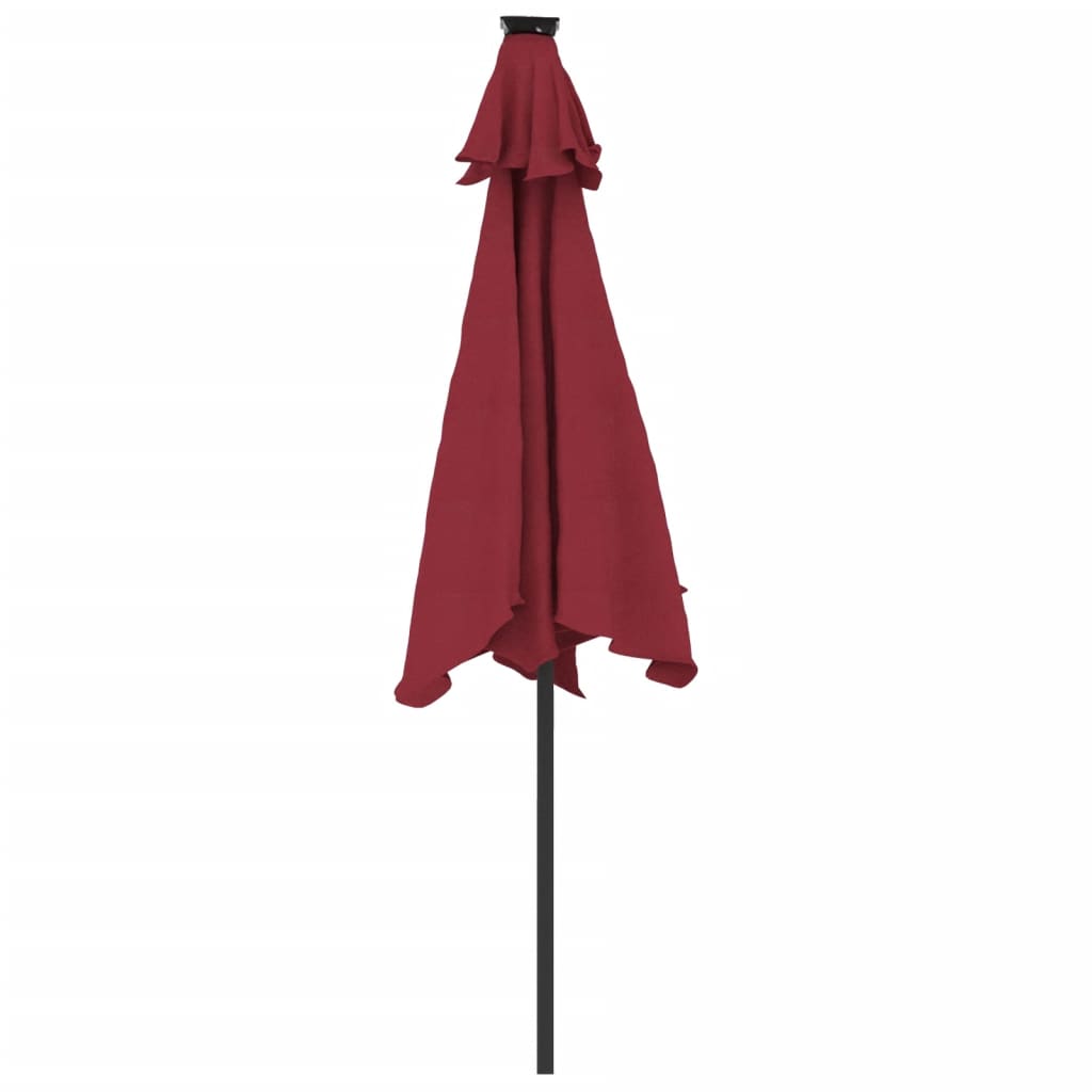 Umbrelă soare de grădină stâlp din oțel/LED roșu 225x225x212cm GartenMobel Dekor