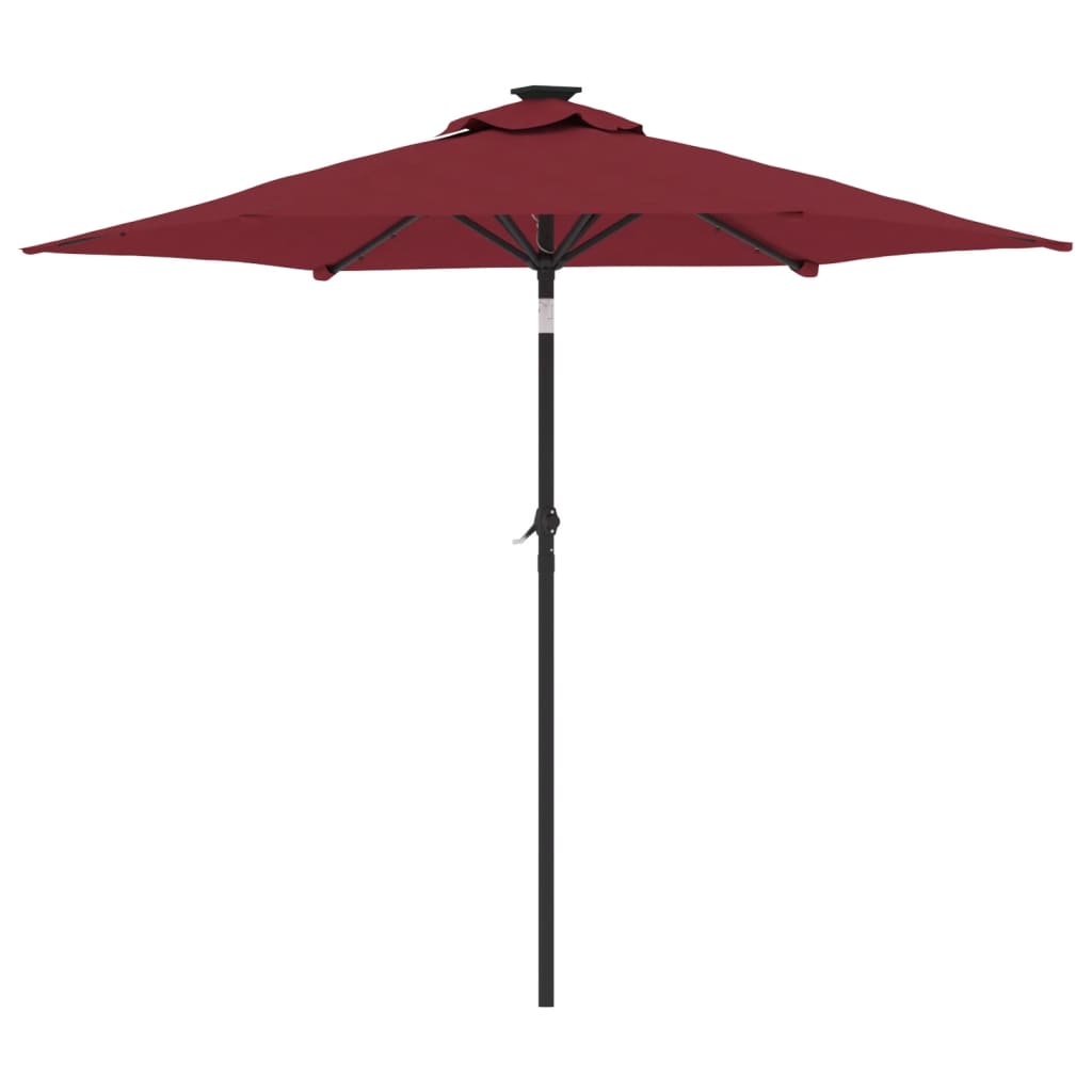 Umbrelă soare de grădină stâlp din oțel/LED roșu 225x225x212cm GartenMobel Dekor
