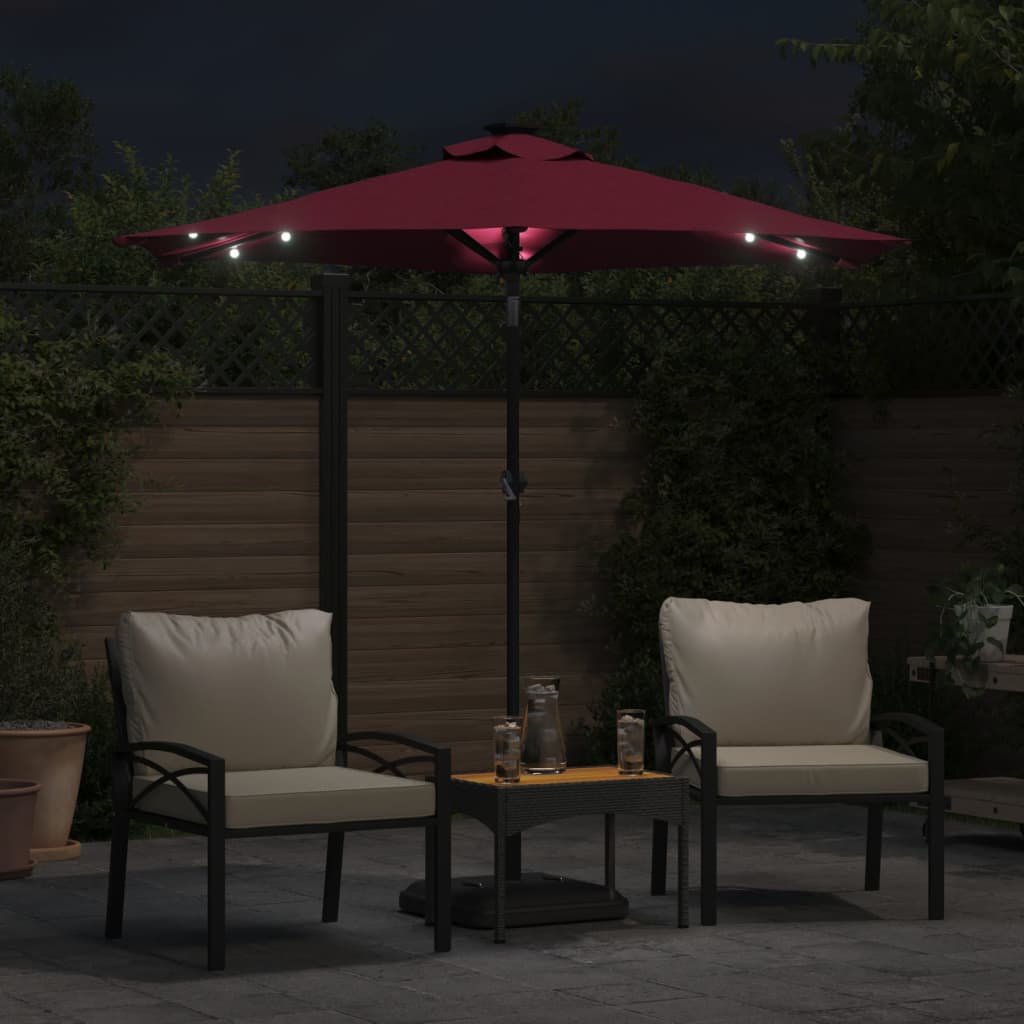 Umbrelă soare de grădină stâlp din oțel/LED roșu 225x225x212cm GartenMobel Dekor