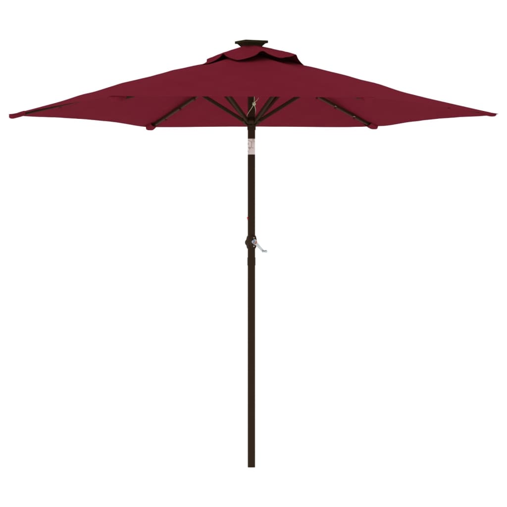 Umbrelă soare de grădină stâlp din oțel/LED roșu 225x225x212cm GartenMobel Dekor