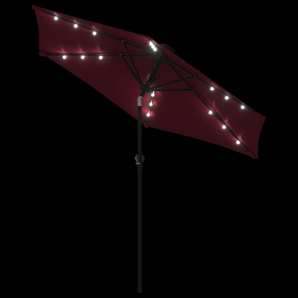 Umbrelă soare de grădină stâlp din oțel/LED roșu 225x225x212cm GartenMobel Dekor