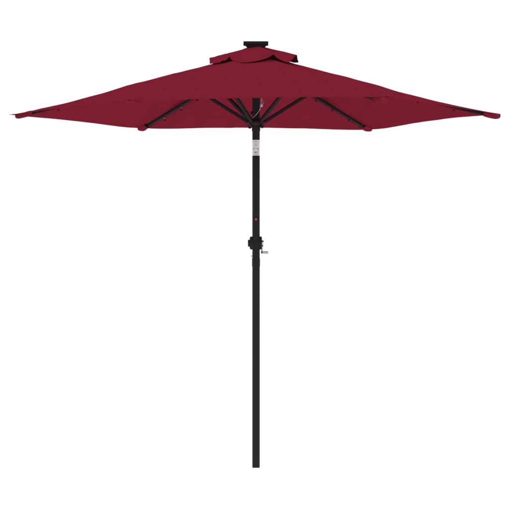 Umbrelă soare de grădină stâlp din oțel/LED roșu 225x225x212cm GartenMobel Dekor