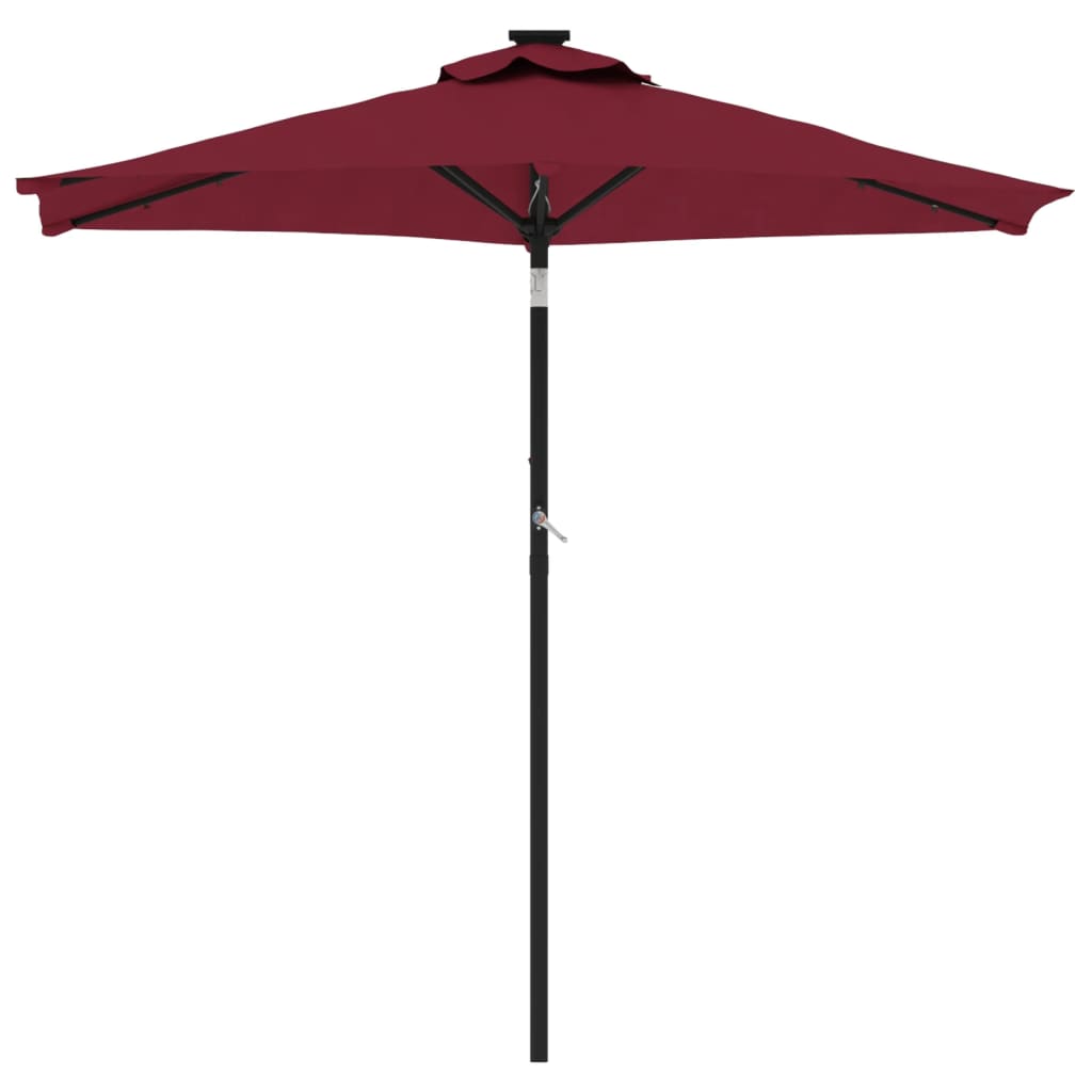 Umbrelă soare de grădină stâlp din oțel/LED roșu 225x225x212cm GartenMobel Dekor